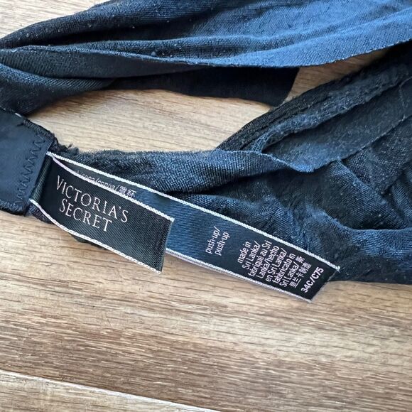 As Is Victoria's Secret Push-Up Bra Size 34C Black/Gold Polka Dot - Picture 4 of 7